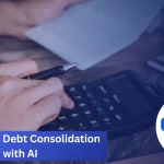 Hands with calculator and notebook, representing automated debt consolidation.