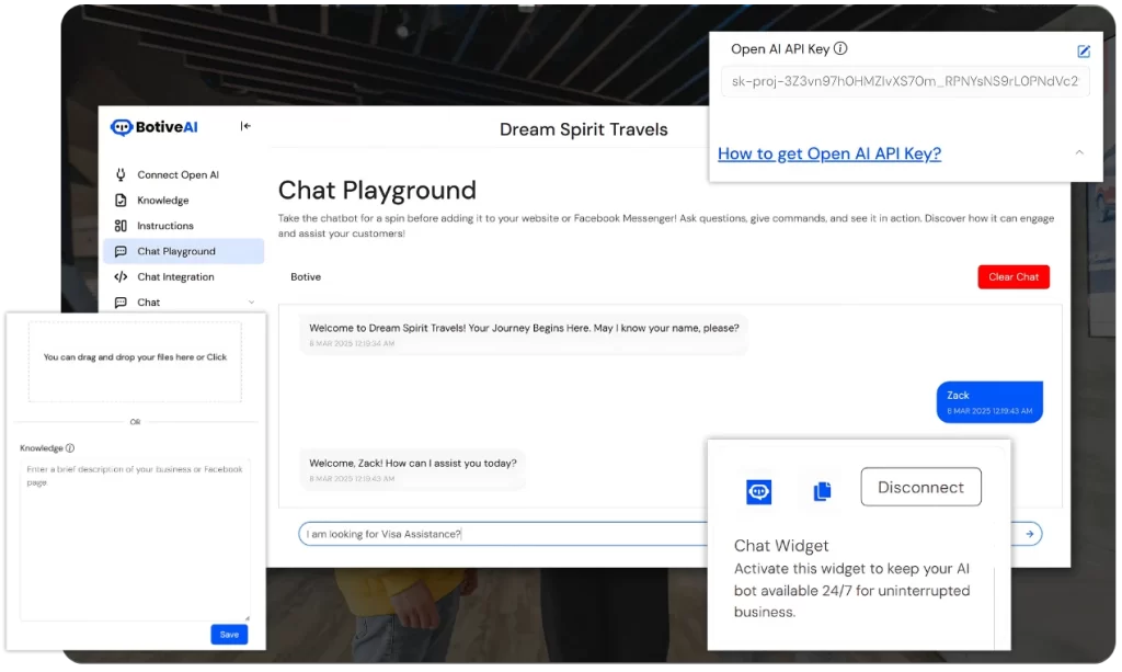 Botive AI Dashboard Feature Options