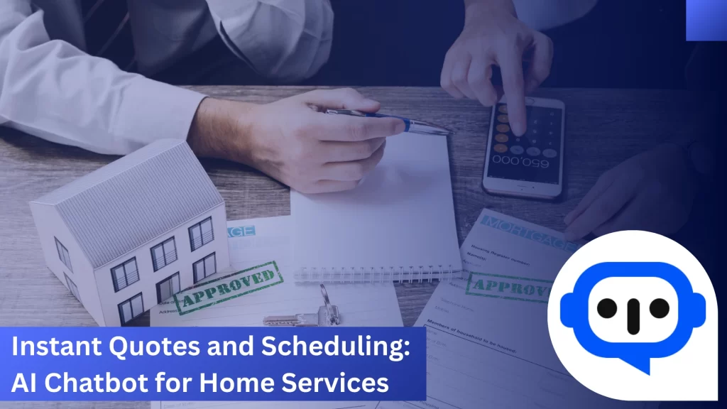 Person calculating home service costs on mobile and calculator with house model, key, and paperwork on table.